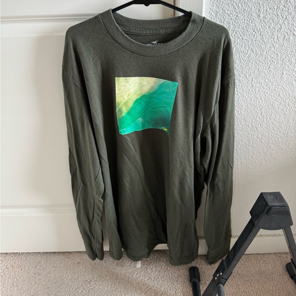 Hollister Green Men Medium Long Sleeve Shirt